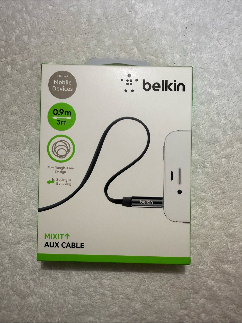 belkin Black Mixit Aux Cable - Flat Tangle-Free Design